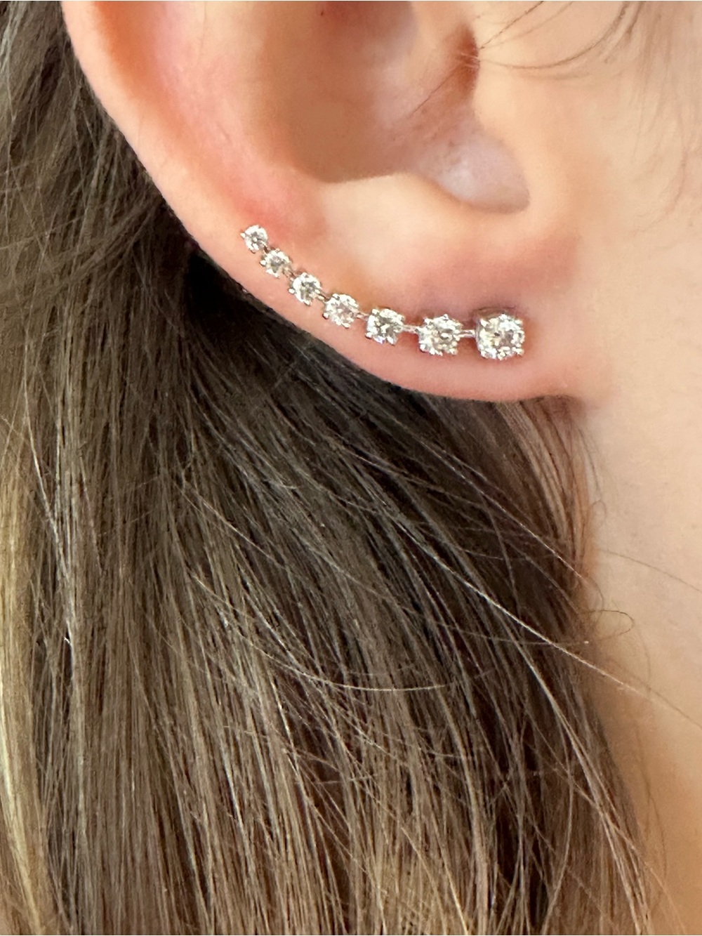 14k real solid white gold Diamonds earrings